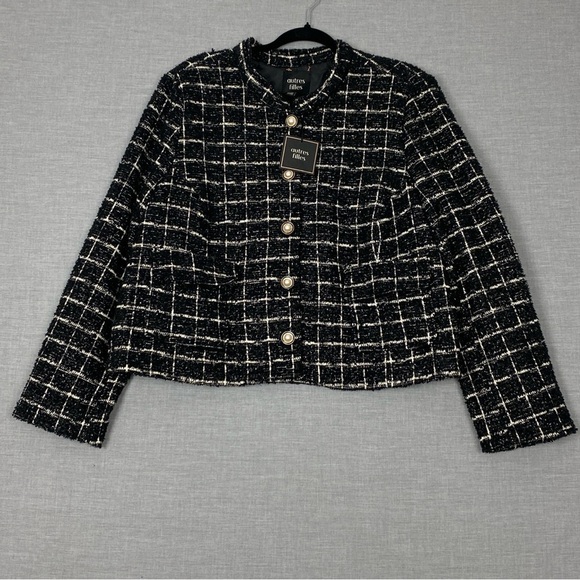 Autres Filles Blazer Jacket NEW Womens Sz 3X Black and White Windowpane Check - Picture 1 of 10
